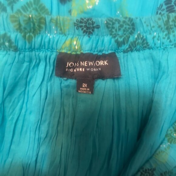 Jones of New York Blue/Green crinkle skirt, size 2X - Picture 4 of 5